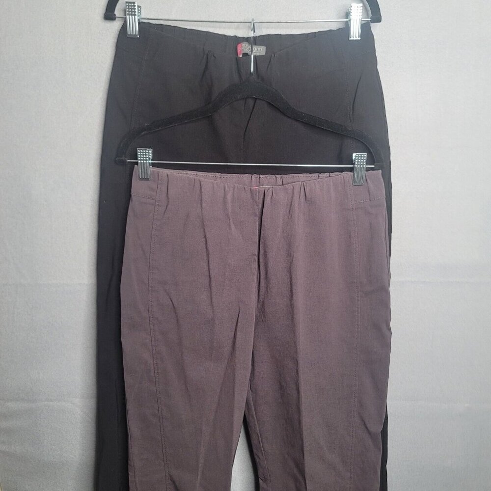 2 Stehmann Pants Women's 8 31 x 30 in Black Brown Straight Leg Casual Stretch
